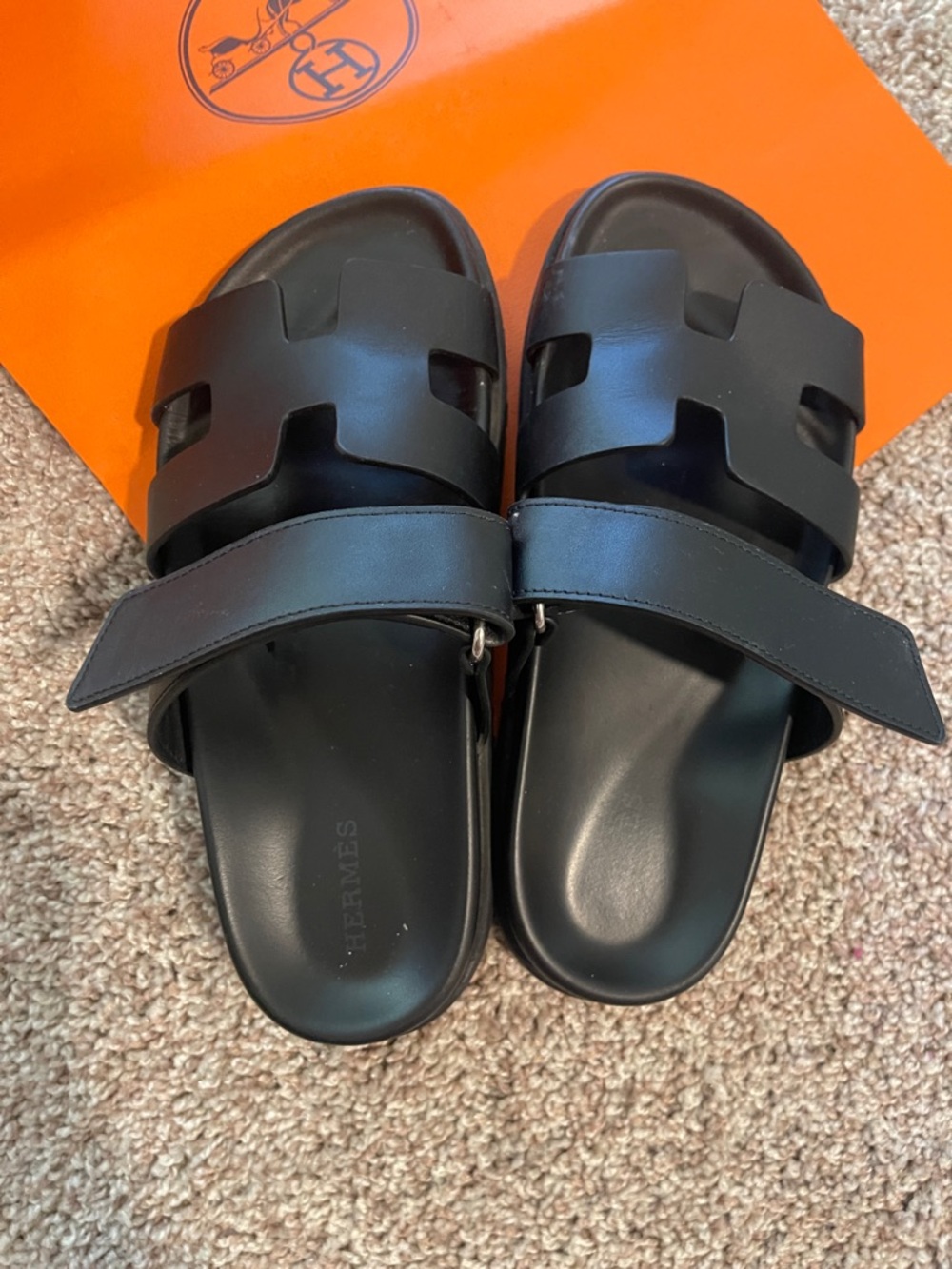 Hermes Women’s Black Oran Slide Sandals - Picture 2 of 4